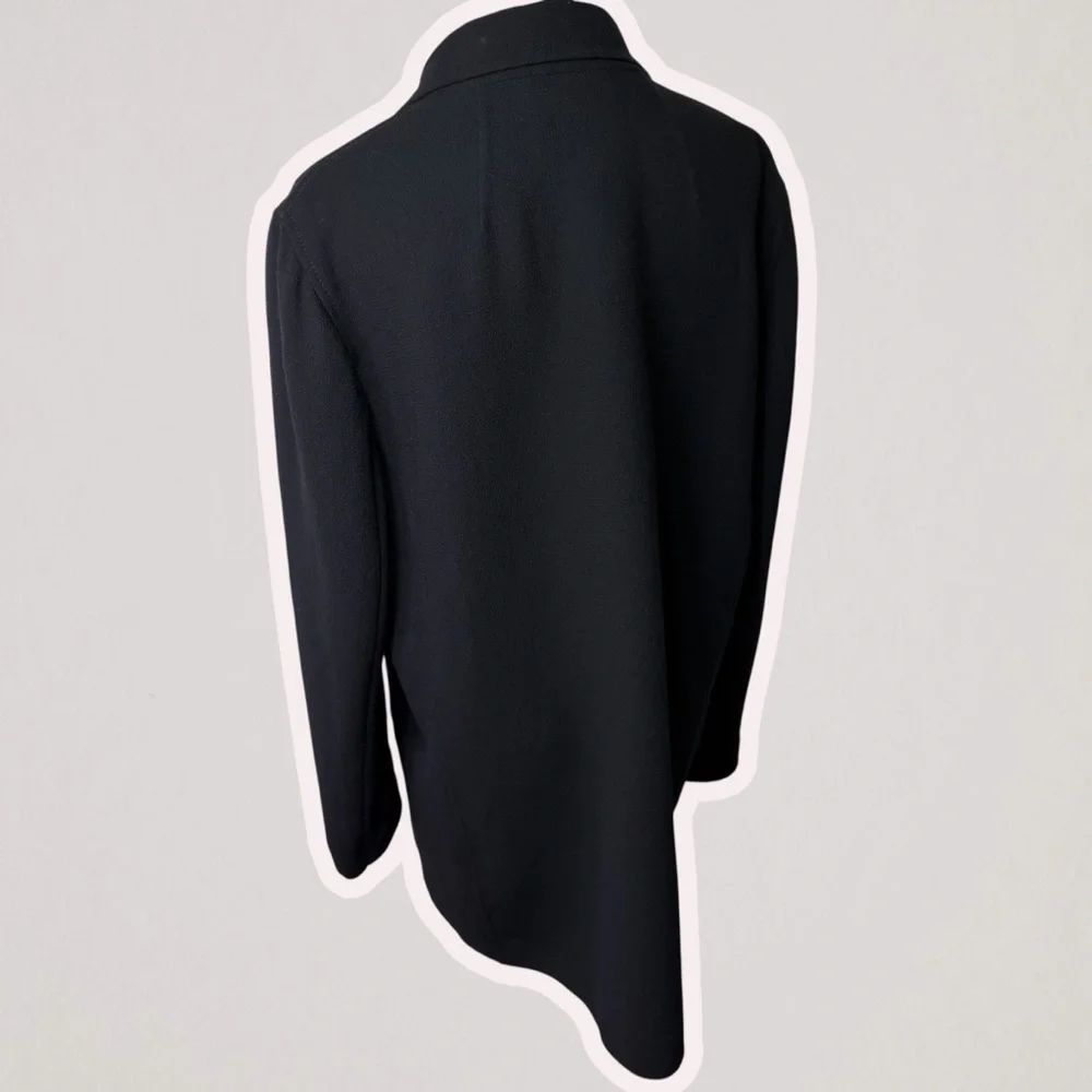 Lafayette 148 New York Black ‘Wynne Nouveau Crepe Blazer’ in Wool Size Large
